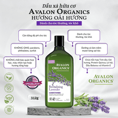 Dầu xả hữu cơ Avalon Organics hương oải hương dành cho tóc mỏng 312g