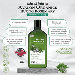 Dầu xả hữu cơ Avalon Organics hương Rosemary dành cho tóc mỏng 312g