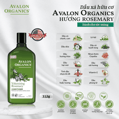 Dầu xả hữu cơ Avalon Organics hương Rosemary dành cho tóc mỏng 312g