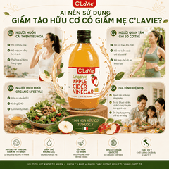 Giấm Táo Hữu Cơ Có Giấm Mẹ C’LaVie 500ml
