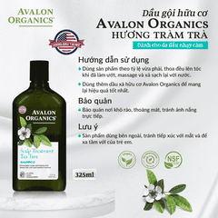 Dầu gội hữu cơ Avalon Organic hương tràm trà dành cho da đầu nhạy cảm 325ml