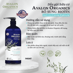 Dầu gội hữu cơ Avalon Organics bổ sung Biotin dành cho tóc mỏng, dễ gãy rụng 946ml