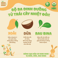 Bánh gạo hữu cơ Nobi Nobi vị xoài, dừa, rau bina 15g