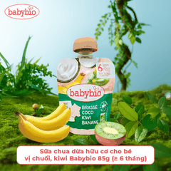 Sữa chua dừa hữu cơ cho bé vị chuối, kiwi Babybio 85g (≥ 6 tháng)