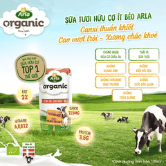 Sữa tươi hữu cơ ít béo Arla 200ml