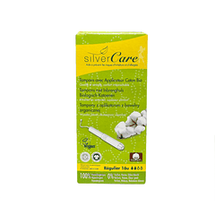 Tampon hữu cơ 2 giọt có cần đẩy Silvercare Regular 16 miếng