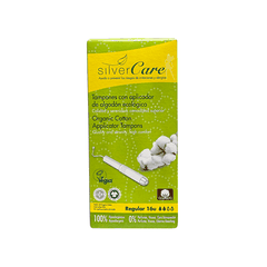 Tampon hữu cơ 2 giọt có cần đẩy Silvercare Regular 16 miếng