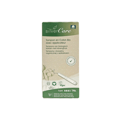 Tampon hữu cơ 3 giọt có cần đẩy Silvercare Super 14 miếng