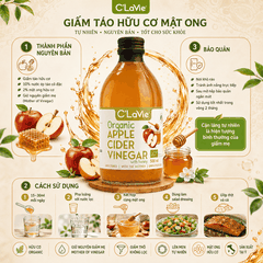 Giấm Táo Hữu Cơ Mật Ong C’LaVie 500ml