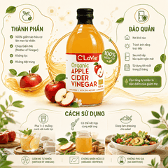 Giấm Táo Hữu Cơ Có Giấm Mẹ C’LaVie 500ml