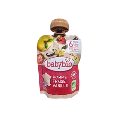 Trái cây nghiền hữu cơ cho bé vị dâu, táo, vani Babybio 90g (≥ 6 tháng)