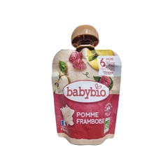 Trái cây nghiền hữu cơ cho bé vị táo, mâm xôi Babybio 90g (≥ 6 tháng)