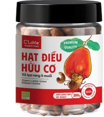 Hạt điều hữu cơ vỏ lụa rang ít muối C'LaVie 200g