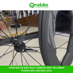 Vành bộ xe đạp đua Carbon ZIPP 454 58mm-Phanh đĩa Center lock