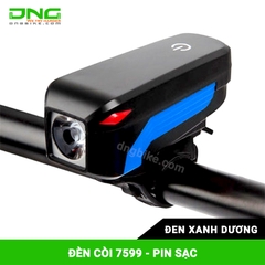 Đèn pha xe đạp pin sạc có còi 7599