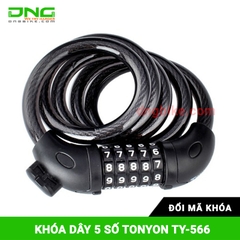 Khóa dây xe đạp 5 số TONYON TY-566 Đổi mã