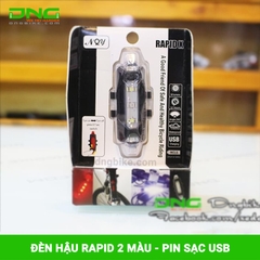 Đèn hậu xe đạp pin sạc RAPID 2 màu - Đỏ xanh