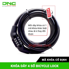 Khóa dây xe đạp 4 Số Bicycle Lock mã khóa cố định