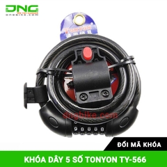 Khóa dây xe đạp 5 số TONYON TY-566 Đổi mã