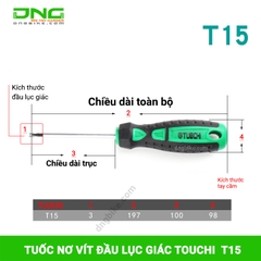 Tuốt nơ vít đầu lục giác bông TOUCHI T8, T10, T15, T20