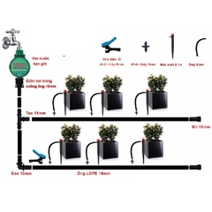 Bộ tưới nhỏ giọt tự động 20 đầu phun cho ban công chạy bằng pin