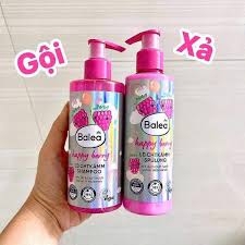 Set Dầu gội xả cho bé Balea Happy Berry hương mâm xôi làm mềm mượt tóc 250ml+200ml - Đức