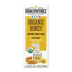 Xịt họng keo ong hữu cơ Honey Works Kids Organic Honey Soothing Throat Spray Plus Zinc – 30ml