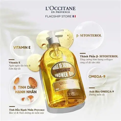 Dầu tắm hạnh nhân L'Occitane En Provence sáng da, mờ thâm, kháng viêm mụn 500ml- Pháp
