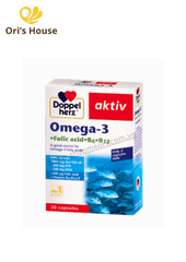 Viên uống Omega3+ Folic acid+ B6 +B12 Doppel herz Aktiv 30viên- Đức