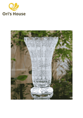 Bình hoa pha lê mài Bohemia 35cm- chân đế tròn- Tiệp