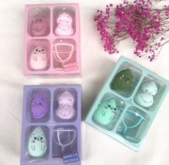 Set 3 bông mút tán nền + 1 ly đựng Habaria
