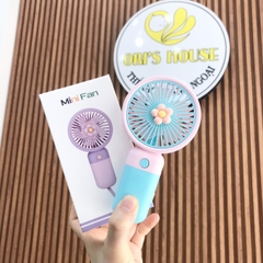 Quạt tích điện Mini Fan cầm tay mini có dây đeo- Trung