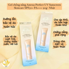 Gel chống nắng Anessa Perfect UV Sunscreen Skincare dưỡng ẩm bảo vệ hoàn hảo SPF50 90g- Nhật