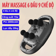 Máy massage cầm tay 6 đầu rung, máy massage toàn thân 9 chế độ  mát xa