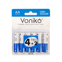 PIN AA VONIKO USA Alkaline vỉ 4 viên tặng 2 viên