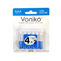PIN AAA VONIKO USA Alkaline vỉ 4 viên tặng 2 viên