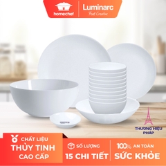 Bộ bát đĩa (tô, chén, dĩa) Luminarc thủy tinh 15 chi tiết DW15L
