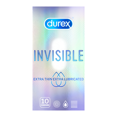 Bao cao su siêu mỏng Durex Invisible Extra Thin, Extra Lubricated hộp 10 cái