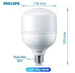 Đèn LED Bulb Trụ TForce Core HB 40W E27 Philips