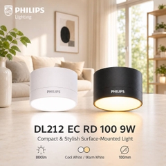 Đèn LED Ốp Trần Philips DL212 EC RD 100 9W W/B HV 03 Đường kính 100 mm