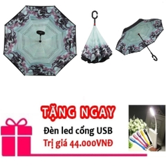 Ô dù đa năng mở ngược chuyên dùng cho ô tô làng xưa tặng đèn led usb