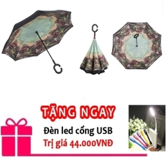 Ô dù đa năng mở ngược chuyên dùng cho ô tô mái đình tặng đèn led usb