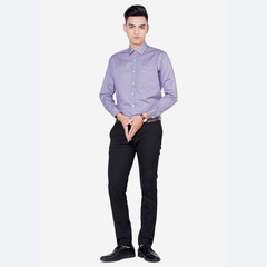 Áo sơ mi dài tay công sở nam dáng Custom mã ALG1002 kẻ tím