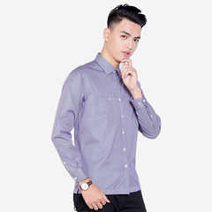 Áo sơ mi dài tay công sở nam dáng Custom mã ALG1002 kẻ tím