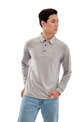 Áo phông dài tay cổ bẻ màu ghi Aligro ALGAPD051