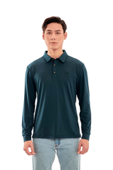 Áo phông dài tay cổ bẻ màu xanh Aligro ALGAPD052