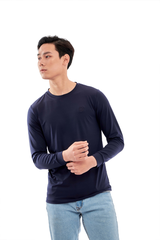 Áo phông dài tay không cổ màu navy Aligro ALGAPD059