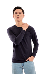 Áo phông dài tay không cổ màu navy Aligro ALGAPD062