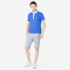 Áo polo nam cao cấp Aligro ALGPLO.7 chất liệu 100% cotton form SLIMFIT màu xanh dương phối trắng