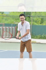 Áo polo cổ bẻ trắng họa tiết kẻ sọc ALGPLO32